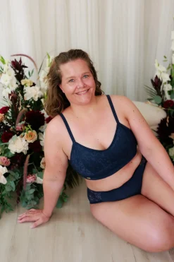 Aline Flower Small Cup BH - Mørk blå*Careless New