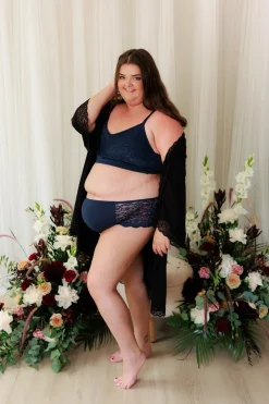 Aline Flower Small Cup BH - Mørk blå*Careless New