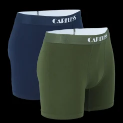 Lukas Boksershorts long 2 pk - Mørk grønn/mørk blå*Careless Fashion