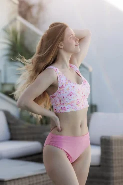 Miami bikinitopp - Lyserosa - Flower paint*Careless Sale