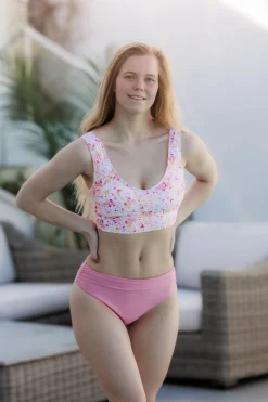 Miami bikinitopp - Lyserosa - Flower paint*Careless Sale